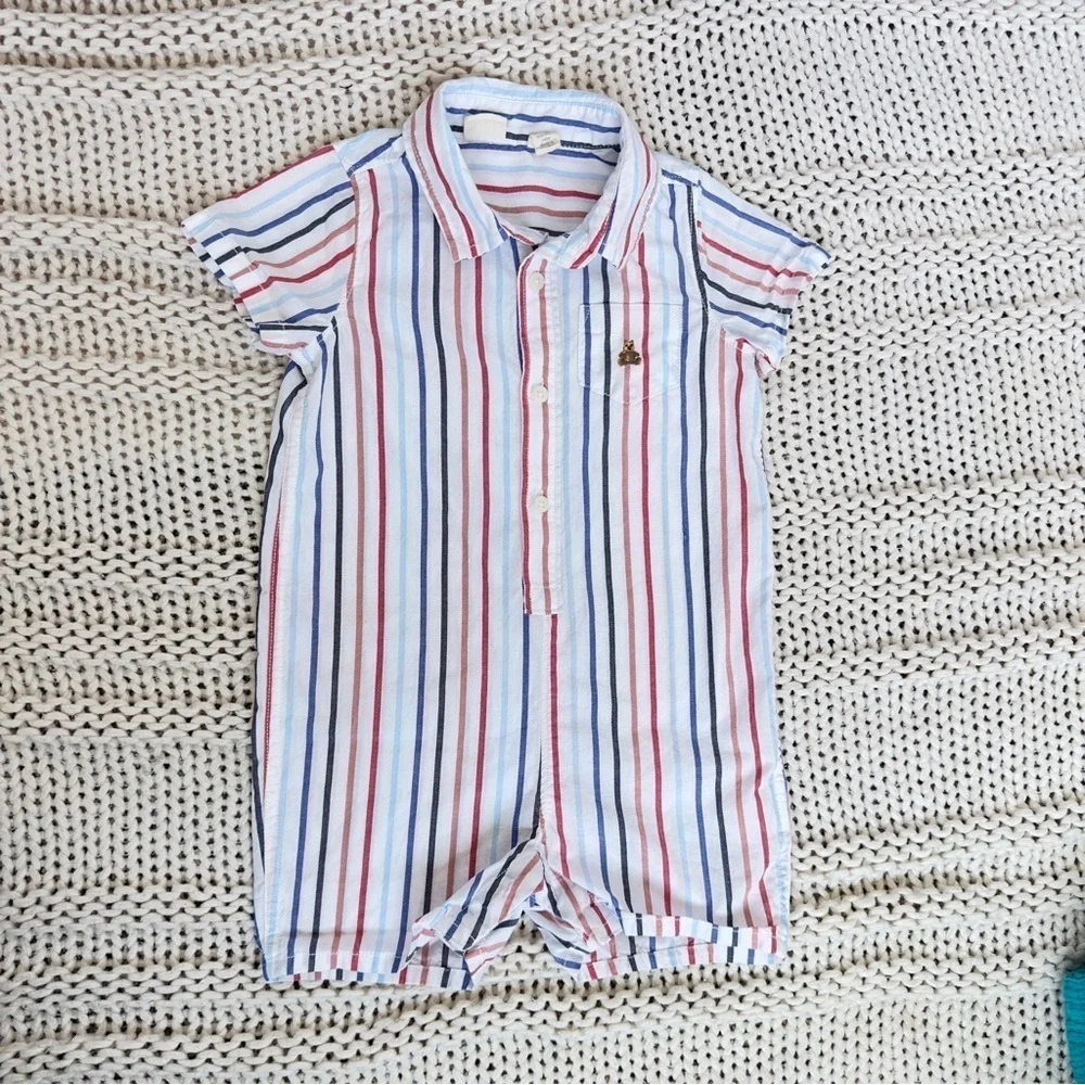 Baby Gap Striped Romper with Logo 18-24 Months